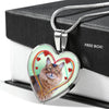 Somali Cat Print Heart Pendant Luxury Necklace-Free Shipping
