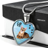 Toyger Cat Print Heart Charm Necklaces-Free Shipping