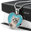Egyptian Mau Cat Print Heart Pendant Luxury Necklace-Free Shipping