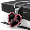 Horse Pink Art Print Heart Charm Necklaces-Free Shipping
