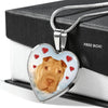 Cute Shar Pei Print Heart Pendant Luxury Necklace-Free Shipping