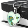 Angelfish Print Heart Charm Necklace-Free Shipping