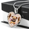 Brussels Griffon Print Heart Pendant Luxury Necklace-Free Shipping