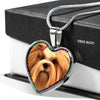 Lhasa Apso Dog Print Heart Charm Necklaces-Free Shipping