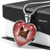 Cute Papillon Dog Print Heart Pendant Luxury Necklace-Free Shipping