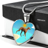 Azawakh Dog Print Heart Pendant Luxury Necklace-Free Shipping
