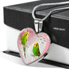 Budgerigar Parrot Print Heart Charm Necklaces-Free Shipping