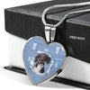 Amazing Spanish Water Dog Print Heart Pendant Luxury Necklace-Free Shipping