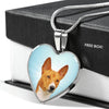 Basenji Dog Print Heart Pendant Luxury Necklace-Free Shipping