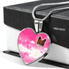 Papillon Dog Print Heart Pendant Luxury Necklace-Free Shipping