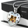 Shetland Sheepdog Print Heart Charm Necklace-Free Shipping