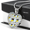 American Goldfinch Bird Print Heart Charm Necklaces-Free Shipping