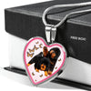 Tibetan Mastiff Dog Print Heart Pendant Luxury Necklace-Free Shipping