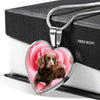Boykin Spaniel Print Heart Pendant Luxury Necklace-Free Shipping