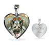 Norwegian Elkhound Dog Print Heart Pendant Luxury Necklace-Free Shipping