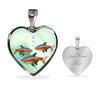Neon Tetra Fish Print Heart Charm Necklace-Free Shipping