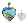 Afra Cichlid Print Heart Charm Necklace-Free Shipping