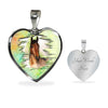 Thoroughbred Horse Art Print Heart Charm Necklaces-Free Shipping