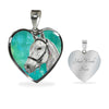 Andalusian Horse Watercolor Art Print Heart Charm Necklaces-Free Shipping