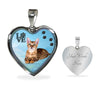 Toyger Cat Print Heart Charm Necklaces-Free Shipping