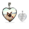 Balinese Cat Print Heart Pendant Luxury Necklace-Free Shipping