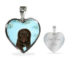 Spanish Water Dog Print Heart Pendant Luxury Necklace-Free Shipping