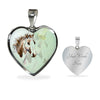 American Paint Horse Watercolor Art Print Heart Charm Necklaces-Free Shipping