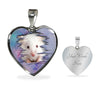 Cute White Hamster Print Heart Charm Necklaces-Free Shipping