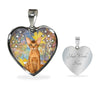 Abyssinian Cat Print Heart Pendant Luxury Necklace-Free Shipping
