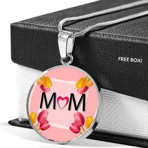 "MOM" Print Circle Pendant Luxury Necklace-Free Shipping