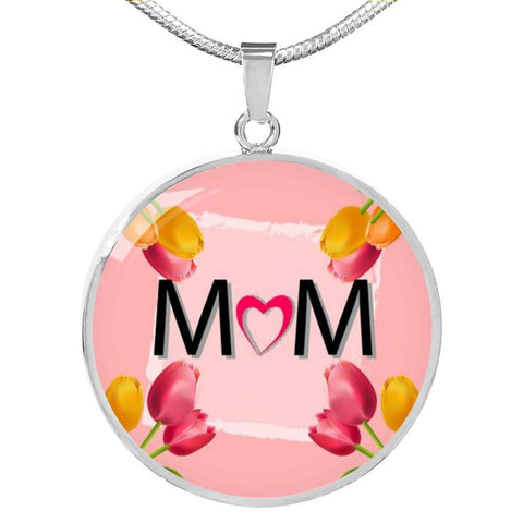 "MOM" Print Circle Pendant Luxury Necklace-Free Shipping