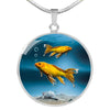Butterfly Koi Fish Print Luxury Circle Necklace -Free Shipping