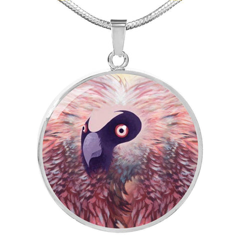Bearded Vulture Bird Art Print Circle Pendant Luxury Necklace-Free Shipping