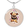 Brussels Griffon Print Circle Pendant Luxury Necklace-Free Shipping