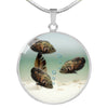 Oscar Fish Print Luxury Circle Charm Necklace-Free Shipping