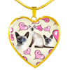 Siamese Cat Print Heart Pendant Luxury Necklace-Free Shipping
