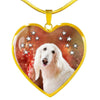 Afghan Hound Print Heart Pendant Luxury Necklace-Free Shipping