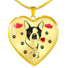 Cute Boston Terrier Print Heart Pendant Luxury Necklace-Free Shipping
