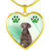 Cute Weimaraner Print Heart Pendant Luxury Necklace-Free Shipping
