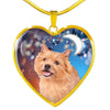 Norwich Terrier Print Heart Pendant Luxury Necklace-Free Shipping