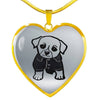 Cute Dog Art Print Heart Pendant Luxury Necklace-Free Shipping
