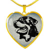 Rottweiler Dog Black&White Art Print Heart Charm Necklaces-Free Shipping