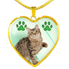 American Bobtail Print Heart Pendant Luxury Necklace-Free Shipping