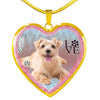 Norfolk Terrier Dog Print Heart Charm Necklaces-Free Shipping