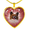 Cute Papillon Dog Print Heart Pendant Luxury Necklace-Free Shipping