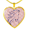 Lovely Horse Art Print Heart Charm Necklaces-Free Shipping