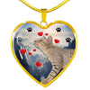 Cute Ocicat Print Heart Pendant Luxury Necklace-Free Shipping