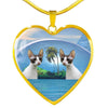 Cornish Rex Cat Print Heart Pendant Luxury Necklace-Free Shipping