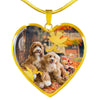 Cute Labradoodle Print Heart Pendant Luxury Necklace-Free Shipping