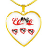 Japanese Chin Print Heart Charm Luxury Necklace -Free Shipping